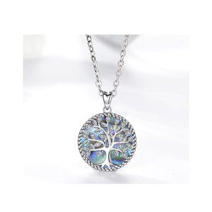 925 Sterling Silver Tree of Life Mother of Pearl Pendant Necklace
